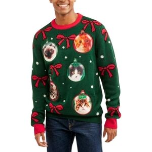 Crazy Cat Lady Ugly Christmas Sweater Mens Sz M  Holiday Knit Gag Crewneck